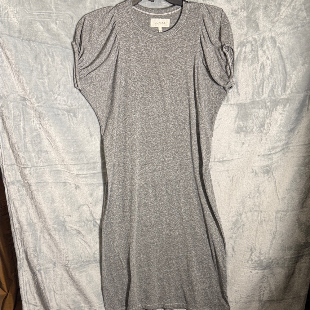 The GREAT. dress size 1 equivalent to US small Grey short puff sleeve maxi dress